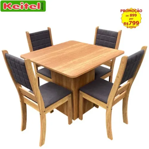 Mesa Duna Com 4 Cadeiras Silicia Mel Barroco