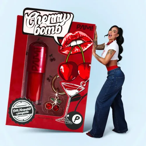 Gloss Labial Cherry Bomb (PAM! by Pamella) + Chaveiro - Disponível na JD variedades