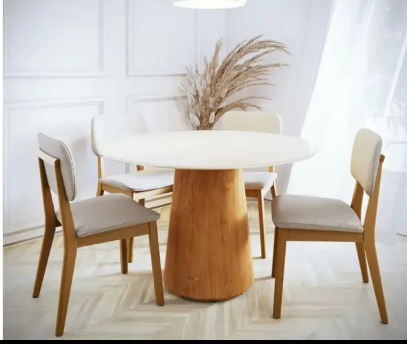 Mesa De Jantar Redonda 1,20 Com 4 Cadeiras NOVO