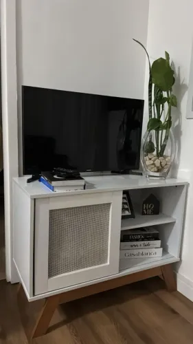 Mini Balcão Buffet Aparador Rack - Porta em Rattan