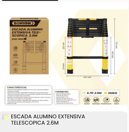 Escada Telescópica Alumínio 2.6M