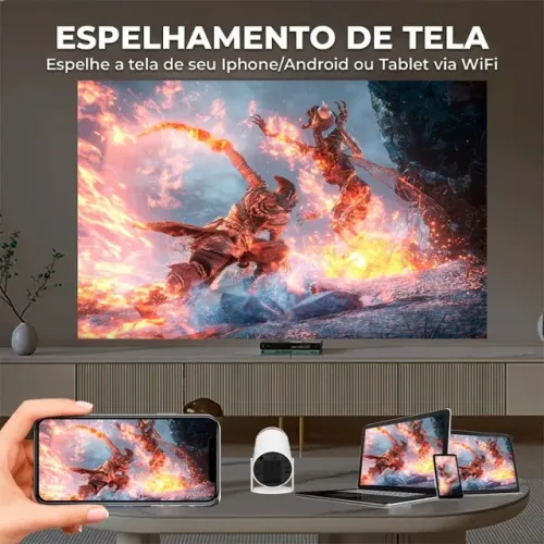 Projetor Inteligente Android Wi-fi Entrada HDMI P2 USB