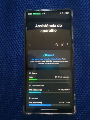 S22 Ultra 256 gb, tela em 120hz tem lista branca e 60hz nao tem