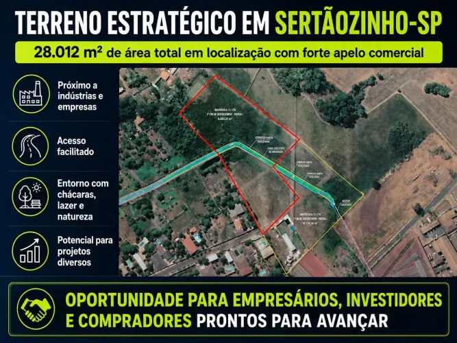 Terreno 28.012 m² Sertãozinho-SP polo de indústria e chácaras