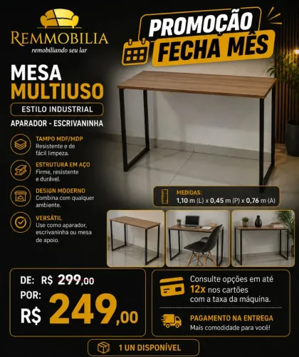 MESA ESCRIVANINHA INDUSTRIAL NOVO - ENTREGAMOS