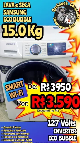 LAVA E SECA SAMSUNG 15.0Kg SMART CONTROL WI-FI, SEMINOVA Eco Bubble GARANTIA, Entregamos*