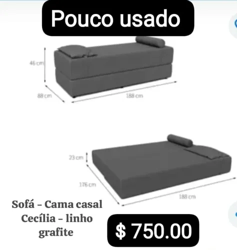 SOFÁ CAMA GRAFITE 