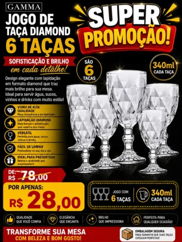Jogo de Taças Diamond