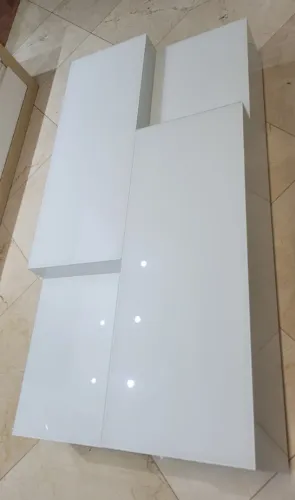 Mesa de centro Tetris de Vidro Laqueado Branco Dunelli