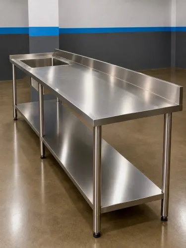 Pia industrial inox cuba profunda com torneira bancada 240x70 