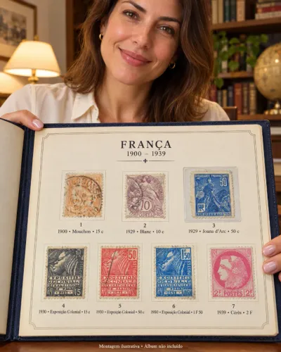 COLECIONADOR - 7 selos 1900 da França - coleção histórica