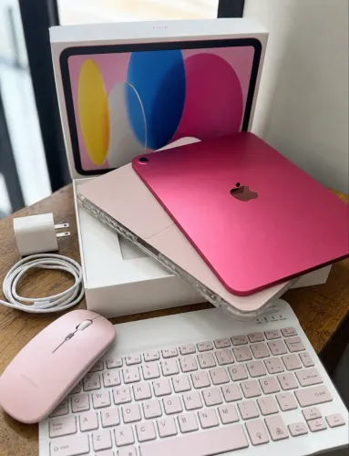 iPad 11 A16 128GB Rosa | Impecável + Teclado + Mouse e Capinha