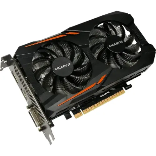 GTX 1050 TI, 4GB VRAM, gigabyte dual fan. Usada