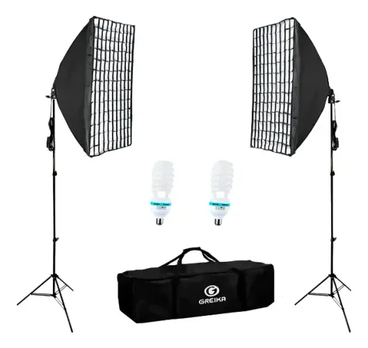 Kit Softbox Duplo Luz Foto Vídeo Filmagem + Fundo infinito com tecido Branco