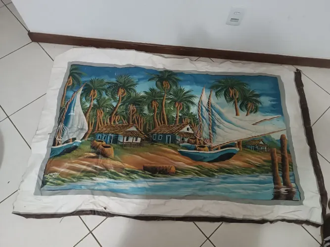 Tela para fazer quadro pintada a mão