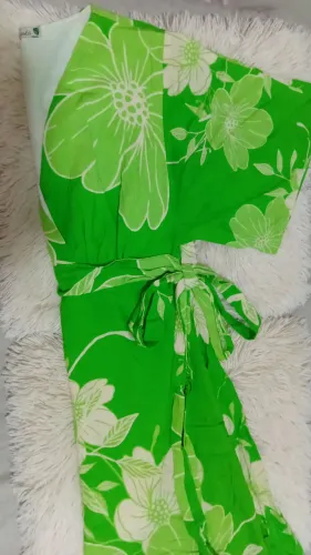Vestido Envelope Verde Floral com Amarração na Cintura (Seminovo)