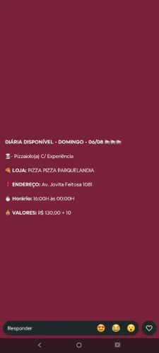 Diária/ Vaga/Emprego