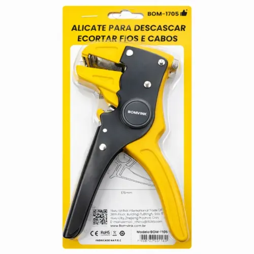 Alicate Decapador e Cortador de Fios Bomvink BM-1705 Profissional Eletricista retirar ou e