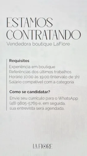 Vaga vendedora boutique 