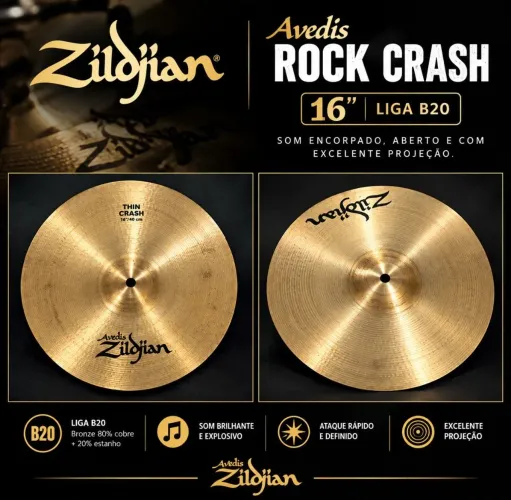 Prato Zildjian Avedis rock crash 16 polegadas
