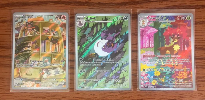 3 cartas de - Fagulhas Impetuosas - Arbok / Litten / Sawsbuck (NM)