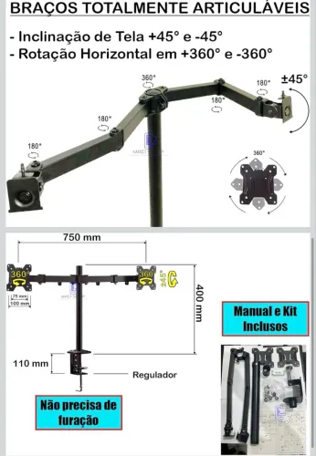 Suporte de tela/monitor duplo