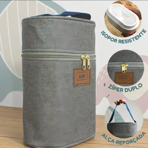 Bolsa Porta Mamadeira Bebe - Cor Cinza