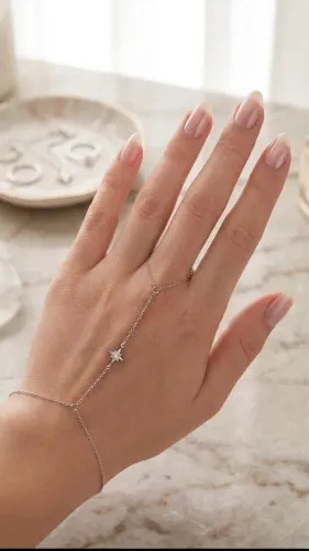 Hand chain pulseira de prata 925