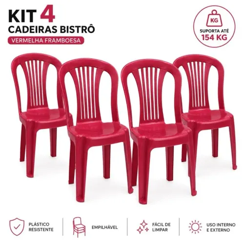 Cadeira de plástico vermelha cadeira Bistrô cadeira sem braço
