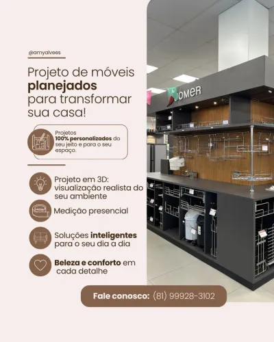Projeto de Móveis Planejados | Cozinha, Closet, Escritório e Mais