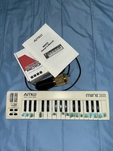 Teclado Controlador Midi ( AMW MINI 32) + BM800 MICROFONE Kit Home Studio