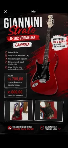 Guitarra Giannini Canhota