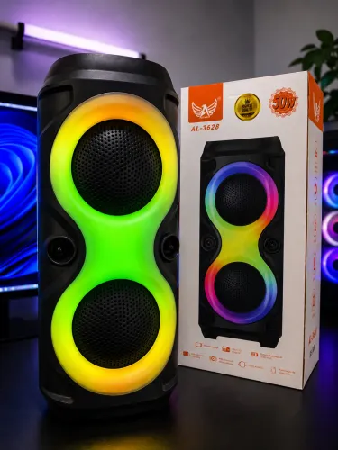 Caixa de Som Bluetooth Portátil RGB 50W AL-3628 2026 - Som Potente e Luzes LED