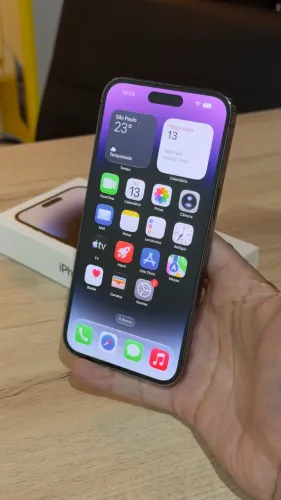 iPhone 14 Pro Max 256GB Deep Purple - Loja física! Com 3 meses de garantia! Até 18x