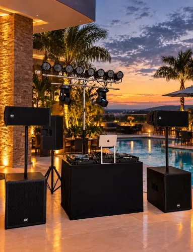 DJ som e iluminação para festas