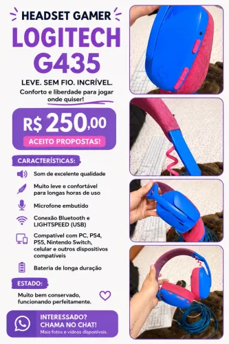 Fone gamer logitech g435