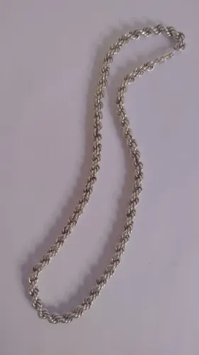 Cordão Baiano Corda 53,5cm 35,09g Prata Antiga 1995 Nota Fiscal Original