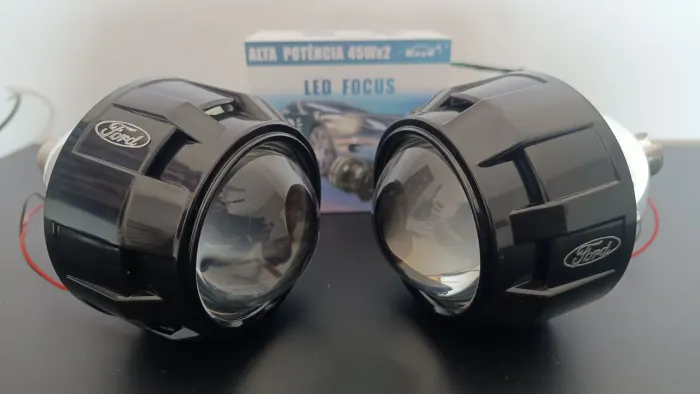 Par de projetores farol + lâmpadas led