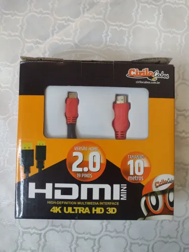 Cabo Profissional 10m Mini HDMI 4K - Ideal p/ Lives e Câmeras DSLR (Gatilho de utilidade)
