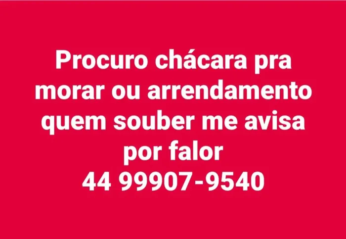 Chácara pra morar ou arrendar