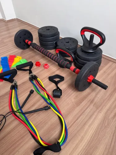 Kit de Halteres com Anilhas - 20 kg, Ideal para Treinar em Casa