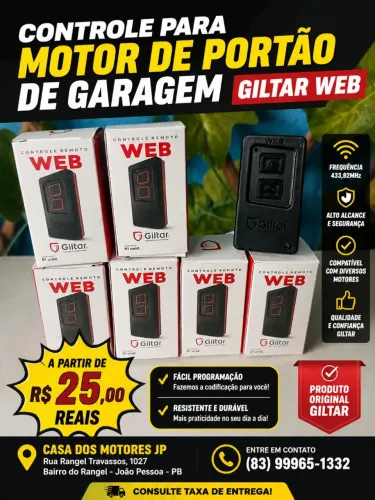CONTROLE PARA MOTOR DE PORTÃO DE GARAGEM UNIVERSAL, GILTAR WEB