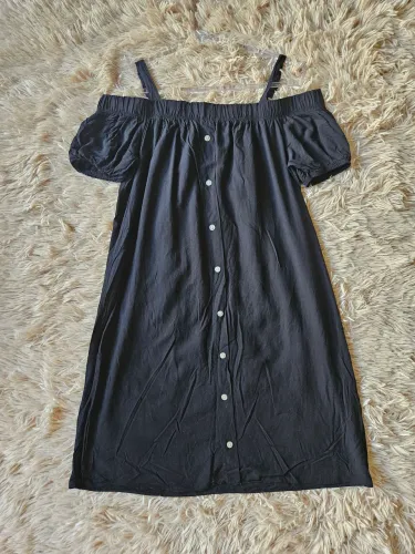 vestido ombro a ombro preto