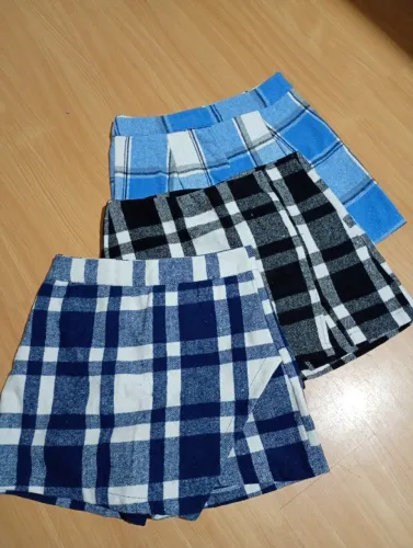 Short saia xadrez flanelado