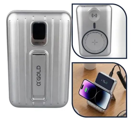 Power Bank 10000 Mah Sem Fio 40w Para iPhone Bte-23 A'gold Cor Cinza