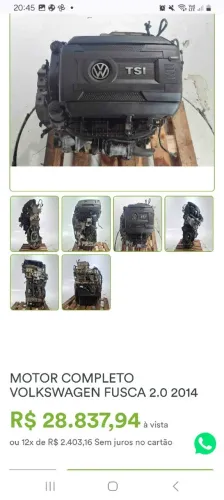 Motor completo jetta 2.0 tsi 211cv