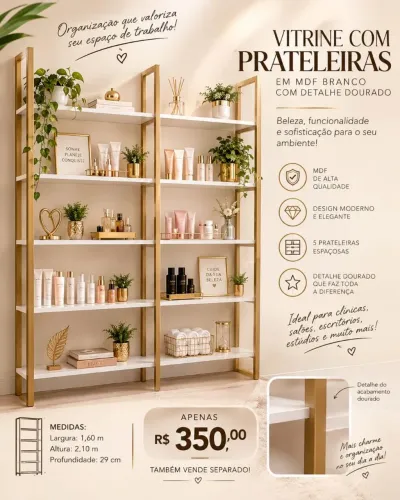 Vende-se vitrine com prateleiras em mdf