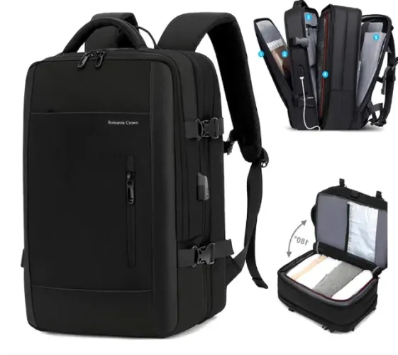 Mochila Viagem Executiva Notebook Reforçada Expansível 45L - ROMANTIC CROWN Original