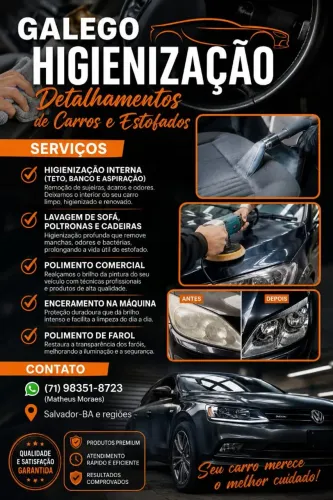 Lavo todos os tipos estofados faço polimento comercial polimento de farol enceramento 