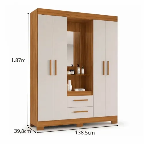 PROMOÇÃO GUARDA ROUPA 4 PORTAS COM ESPELHO E FRETE GRÁTIS